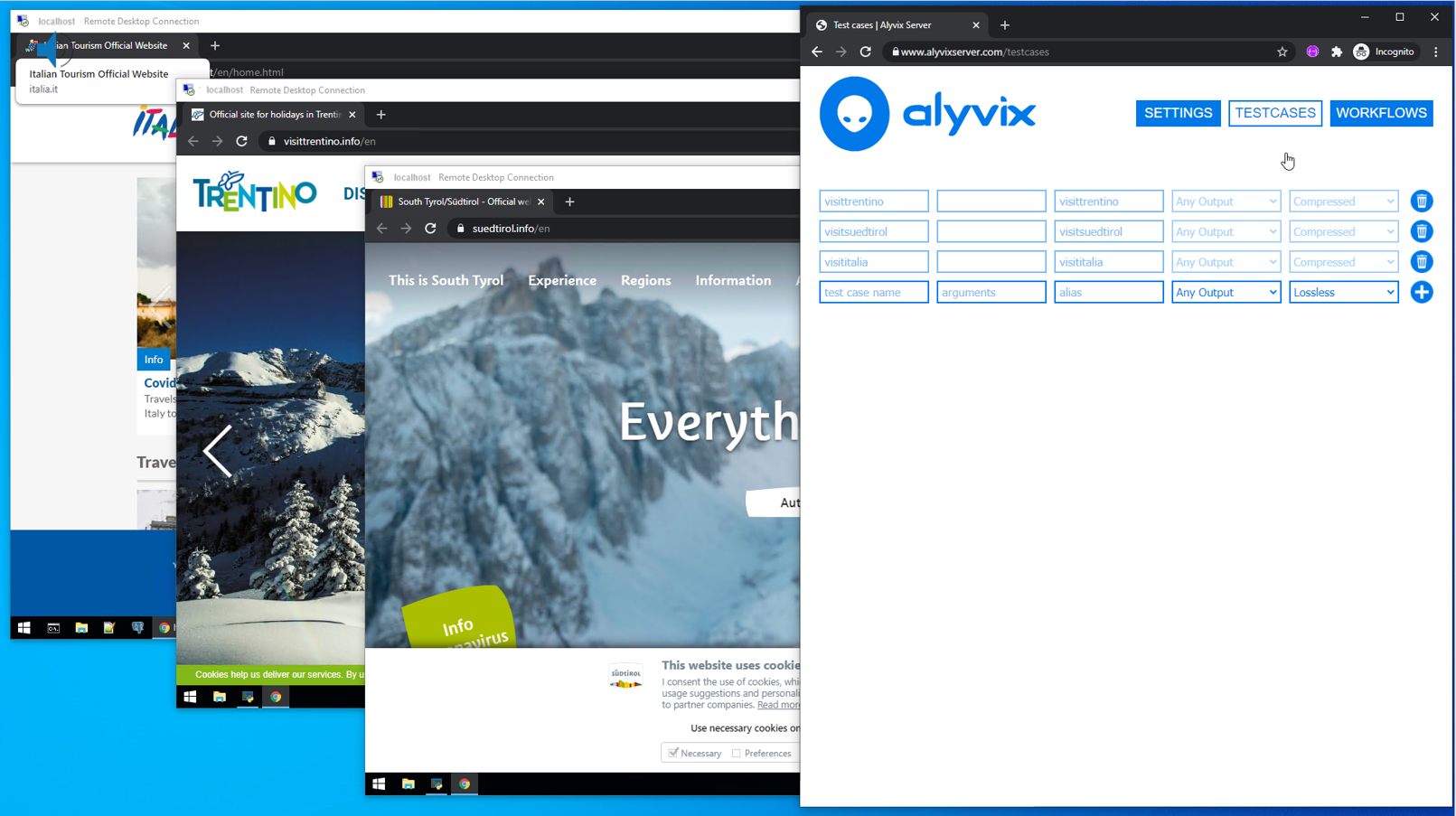 Full Alyvix Server interface screenshot