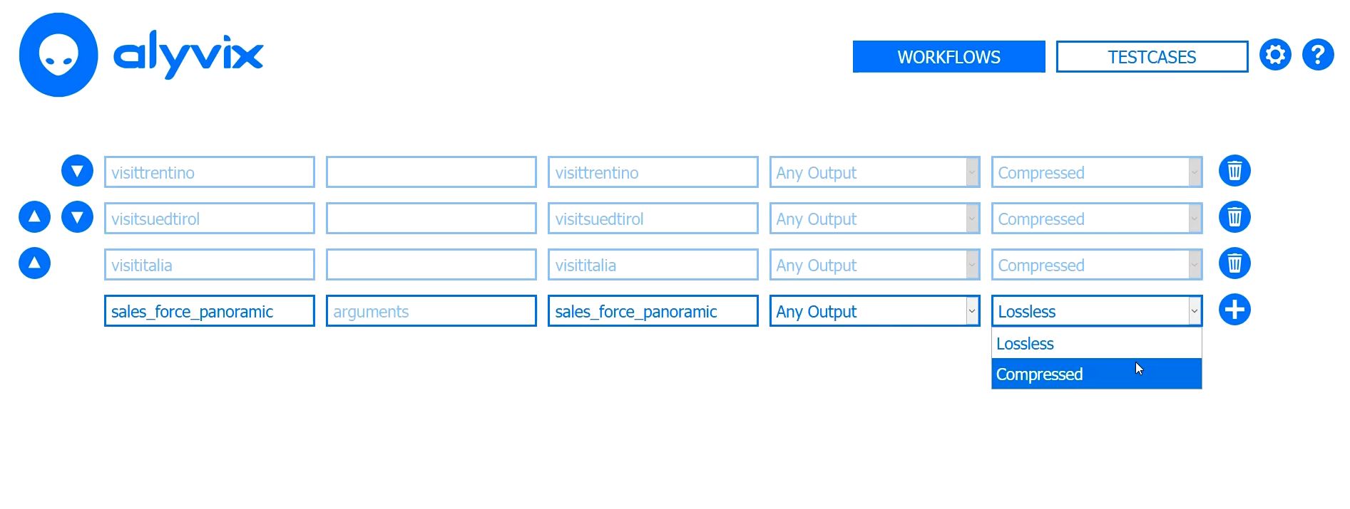 Test cases page screenshot