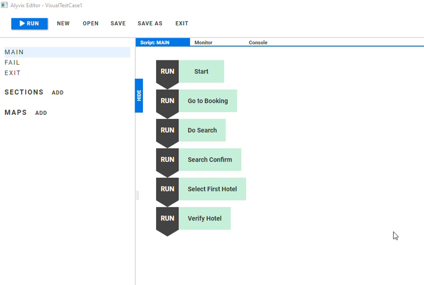 The script sequence in Alyvix Editor